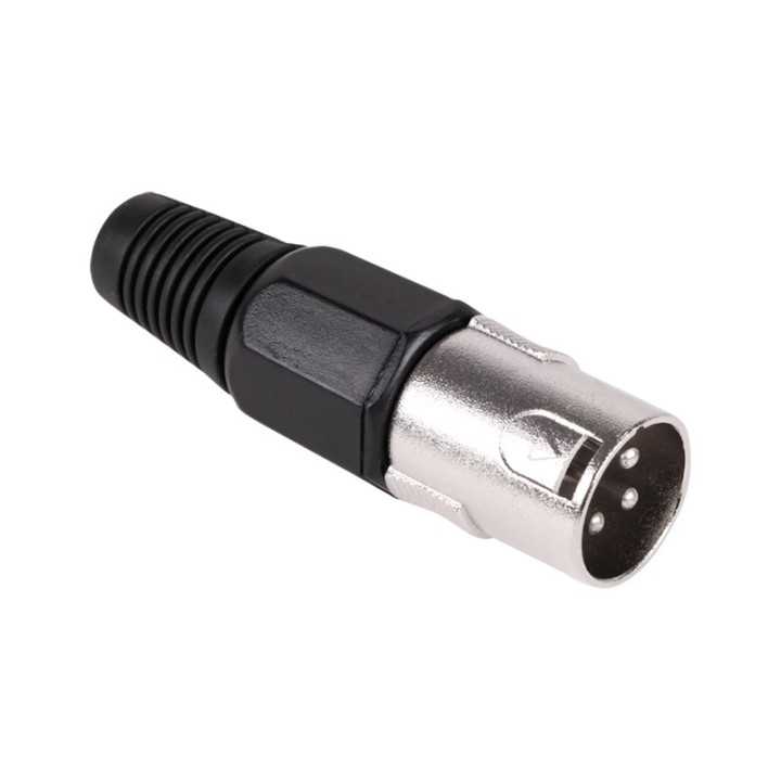 Mufa XLR tata negru montare cu lipire pe fir protectie pentru cablu WTY0054A