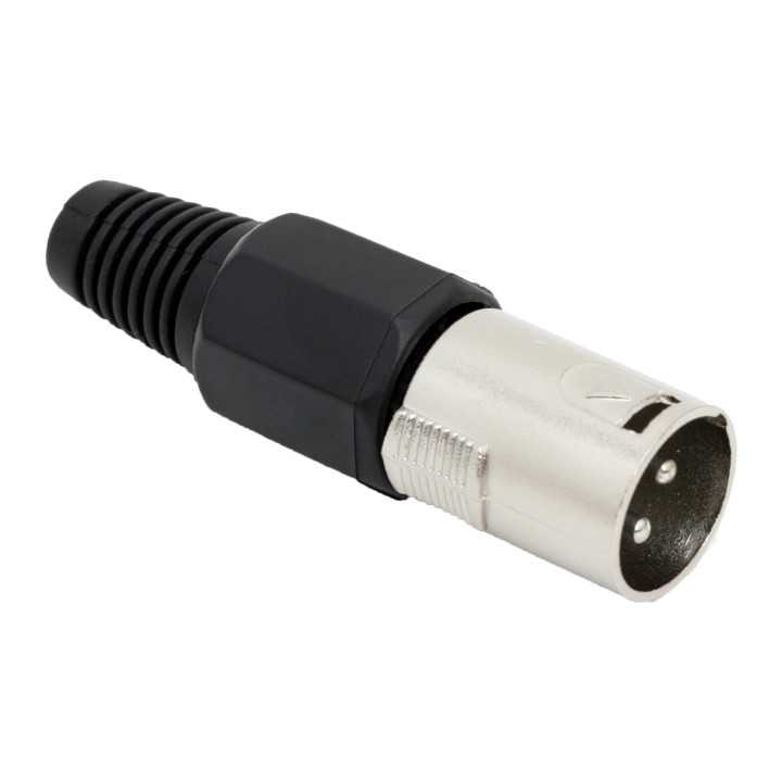 Mufa XLR tata negru montare cu lipire pe fir protectie pentru cablu WTY0054A