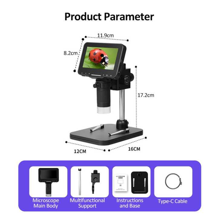 Microscop Digital 02-BX ecran 4.3" 2MP marire 1000X