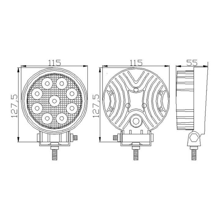 Proiector LED Auto Off Road 27W 9SMD 2000lm 127.5x115x55mm 12-32V CLL010 Carguard