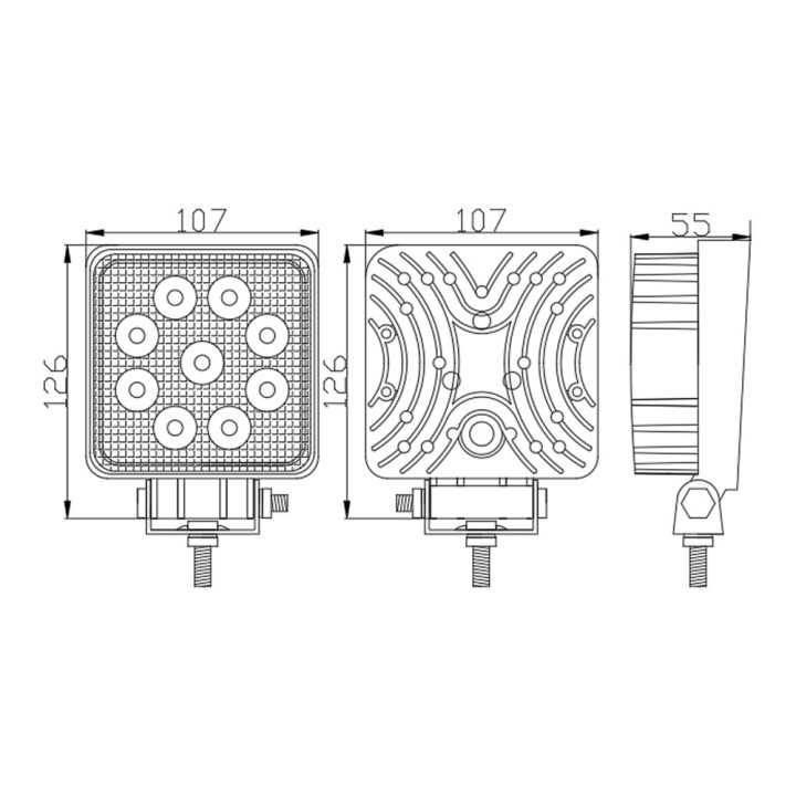 Proiector LED Auto Off Road 27W 9SMD 2000lm 12-32V 126x107x55mm CLL011 Carguard
