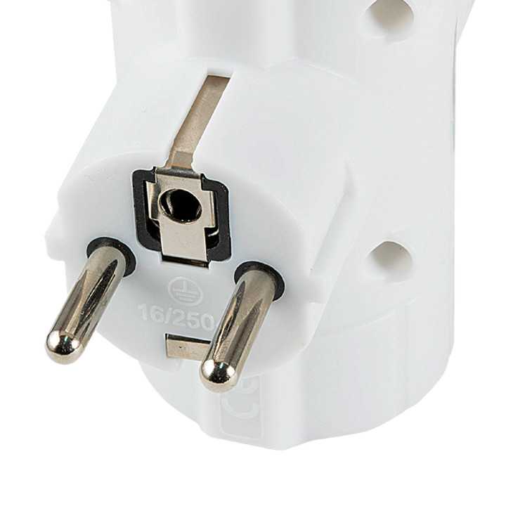 Distribuitor tip T 3 prize schuko 3680W 16A cu protectie alb TPF-26 Home