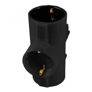 Distribuitor tip T 3x prize schuko cu protectie negru 16A 3680W TPF-26/BK Home