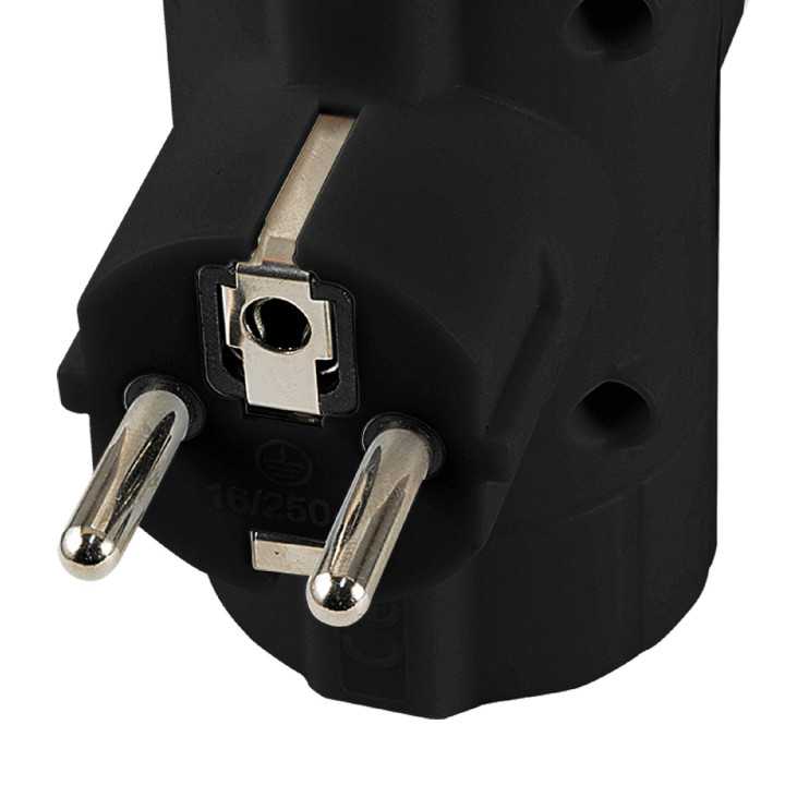 Distribuitor tip T 3x prize schuko cu protectie negru 16A 3680W TPF-26/BK Home
