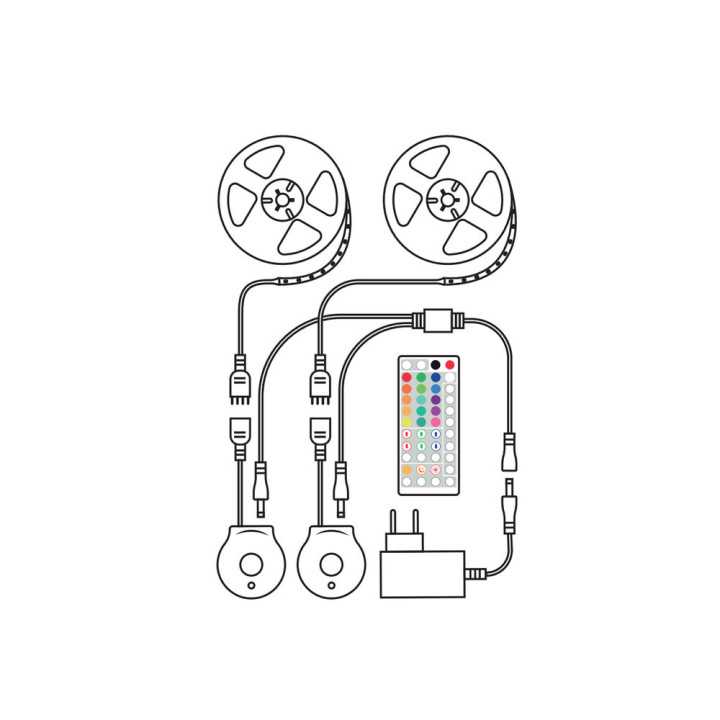 Set 2x1.5m banda LED Smart Modee 12W senzor de miscare cu telecomanda 2700K +RGB 550lm IP20