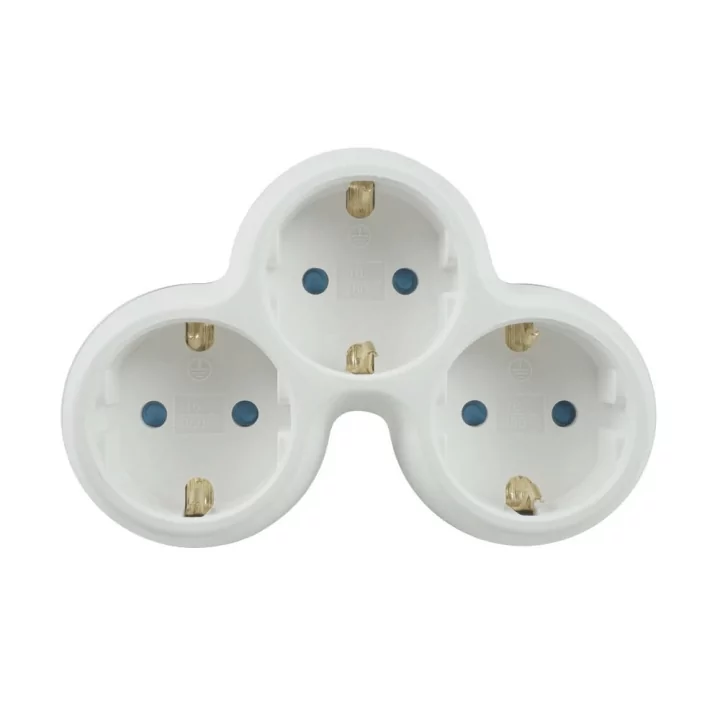 Stecher triplu Technik TP3 cu contact protectie 3x Schuko 16A 3500W alb