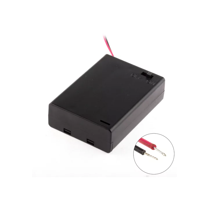 Suport baterii 3x AA cu capac si intrerupator si 2 fire BAT.H.AA-3 SWITCH