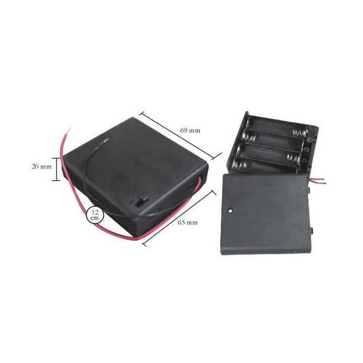 Suport baterii 3x AA cu capac si intrerupator si 2 fire BAT.H.AA-3 SWITCH