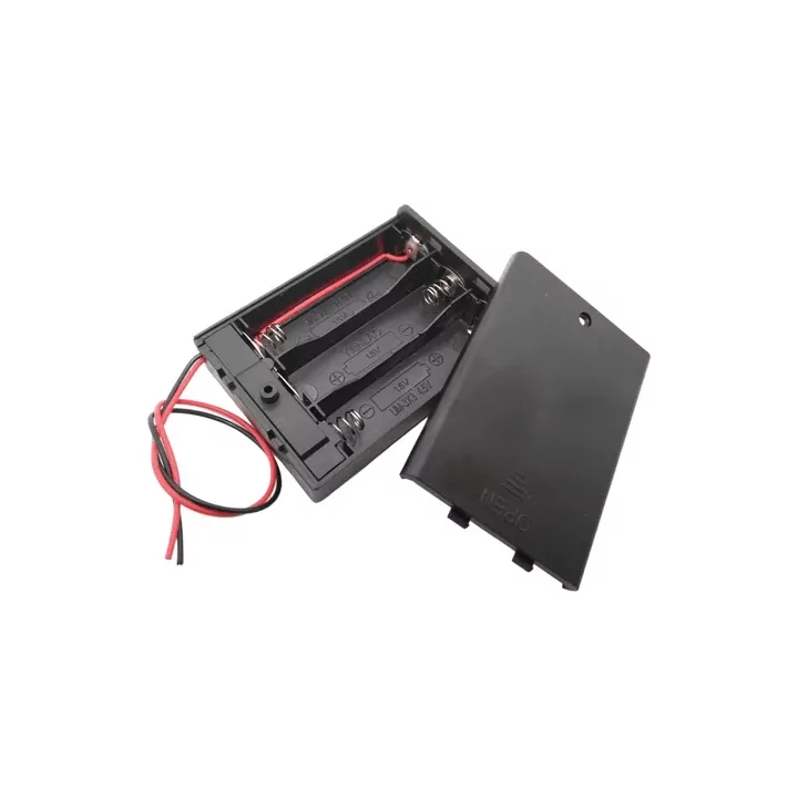 Suport baterii 3x AA cu capac si intrerupator si 2 fire BAT.H.AA-3 SWITCH