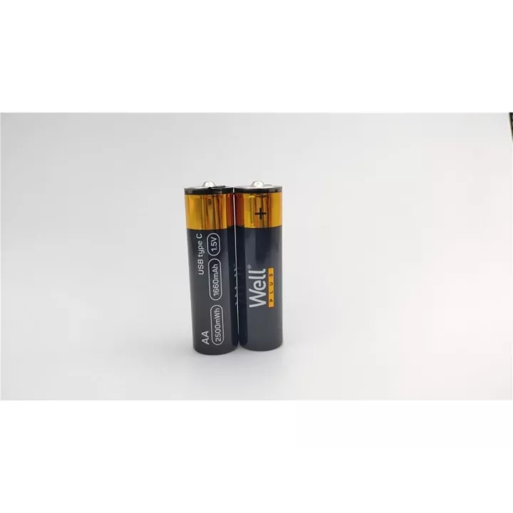 Acumulator AA R6 Li-ion 14500 1.5V 1660mAh 2500mWh cu incarcare 5V USB-C 2buc/blister Well ACCU-14500/166C-BL2-WL