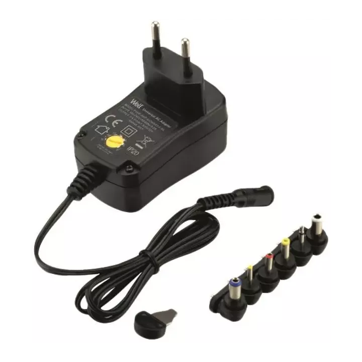 Alimentator universal in comutatie Well 600mA 3V /4.5V /5V /6V /7.5V /9V /12V +6 mufe PSUP-SMP-600MA/6T/2-WL