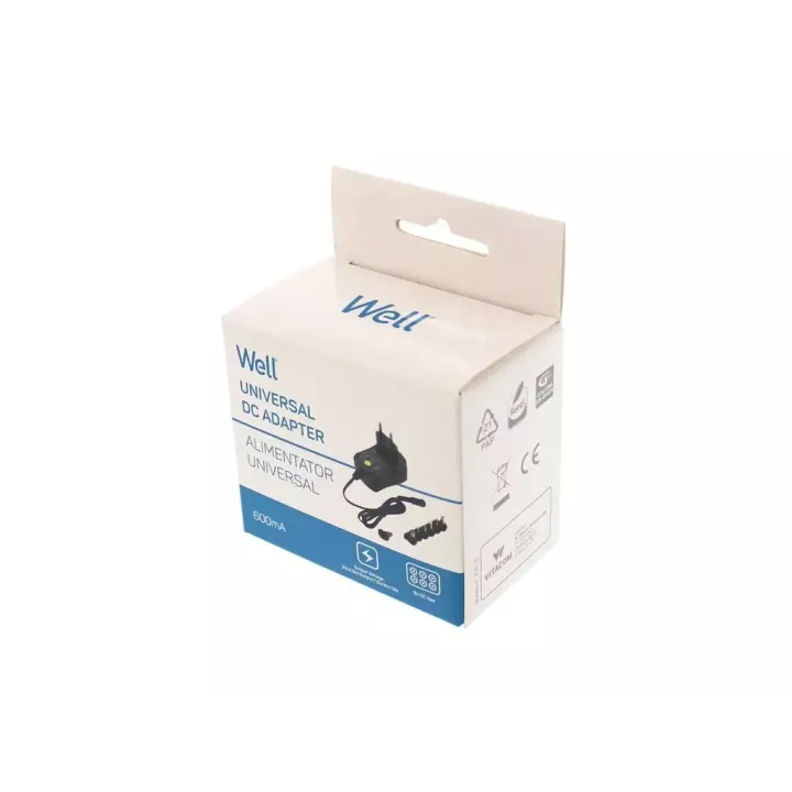 Alimentator universal in comutatie Well 600mA 3V /4.5V /5V /6V /7.5V /9V /12V +6 mufe PSUP-SMP-600MA/6T/2-WL