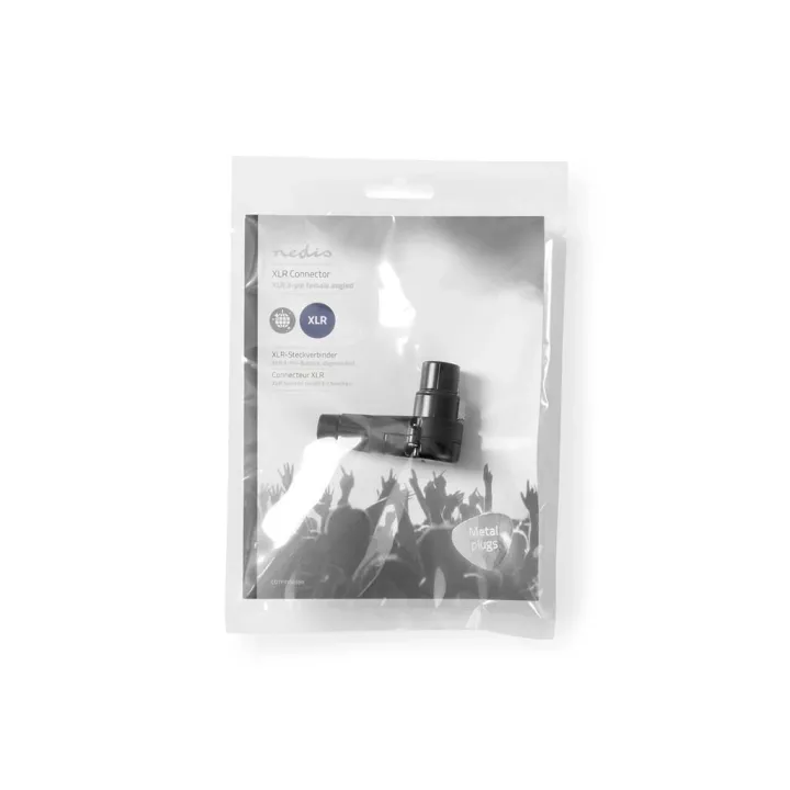 Conector XLR 3-pini mama 90 grade negru Nedis COTP15903BK