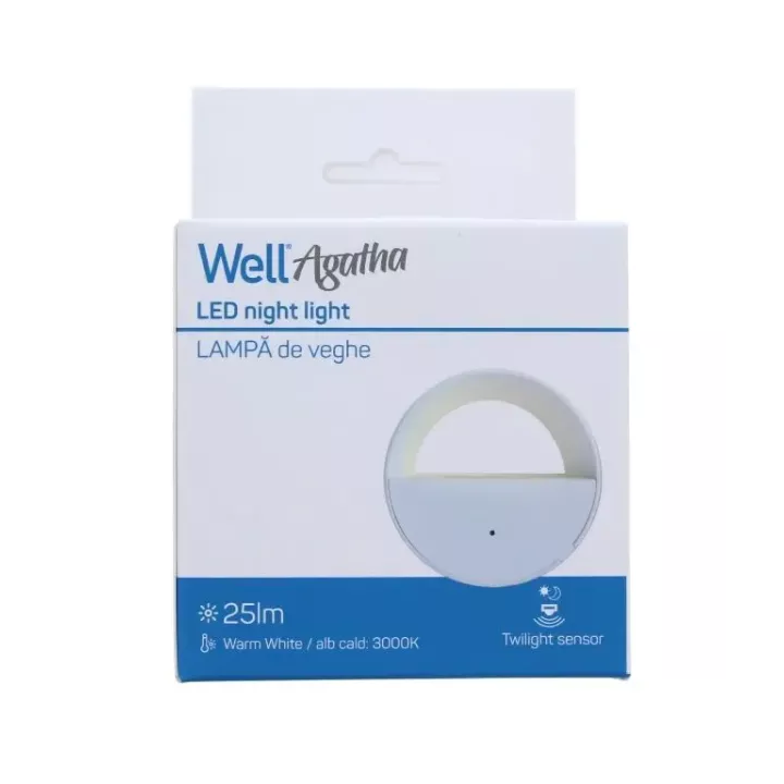Lampa de veghe Well 0.5W 25lm 3000K cu senzor crepuscular LEDNW-AGATHA-S-WL