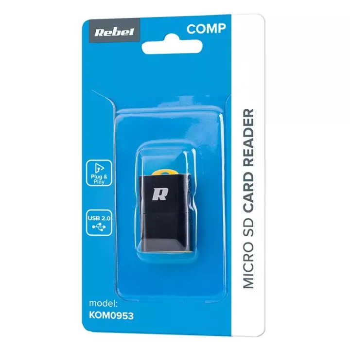 Cititor carduri MicroSD negru R60 REBEL KOM0953