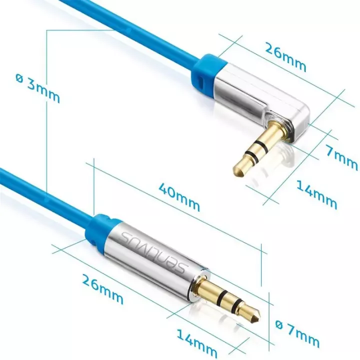 Cablu audio stereo SENTIVUS 25cm Jack 3.5 mm tata - 3.5 mm 90 grade SE-AU033-025