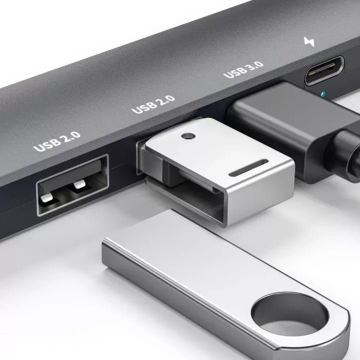 Hub USB multifunctional Delight HDMI + USB Type-C 3.0 + 3x USB-A /1x USB Type-C 5Gbps 100W negru 55064