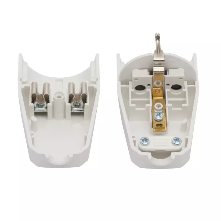 Priza schuko tata volanta material plastic 250V 50Hz alb 05937