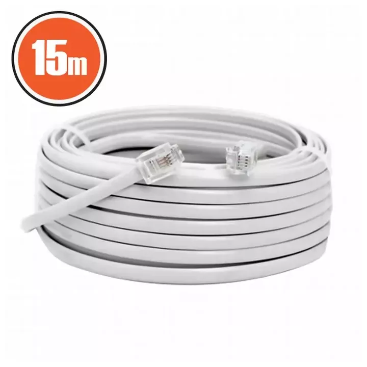 Cablu telefon RJ11 15m Fisa modulara 6P4C - fisa modulara 6P4C alb 20304