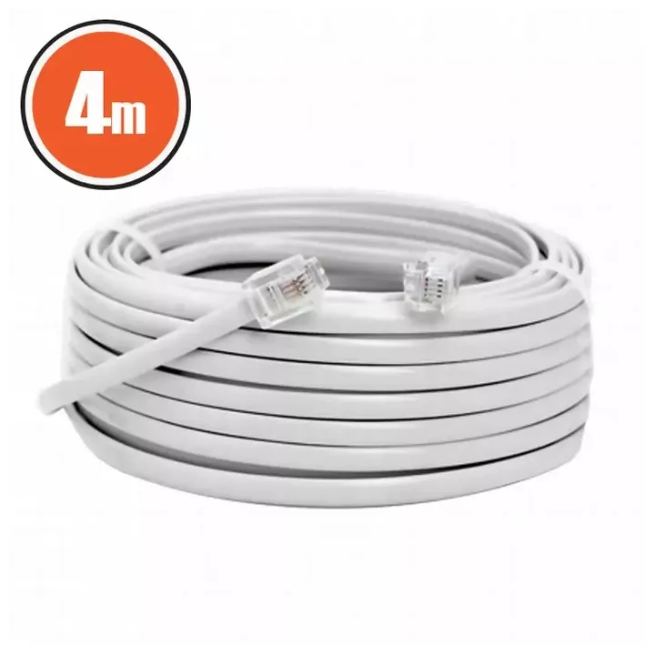 Cablu telefon RJ11 4m Fisa modulara 6P4C - fisa modulara 6P4C alb 20301