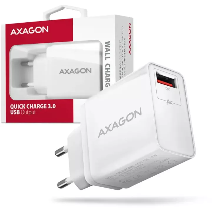 Incarcator retea AXAGON ACU-QC19W 2x USB type A QC3.0 19W alb