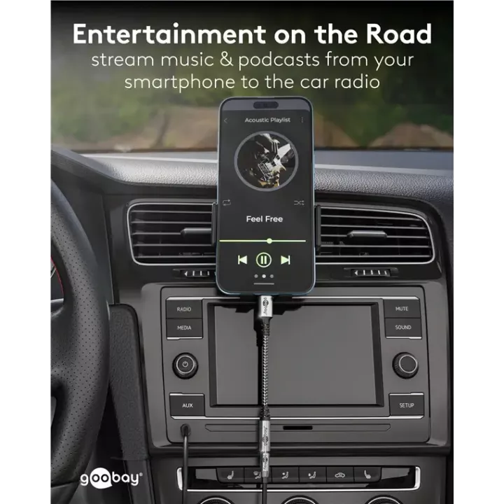 Cablu adaptor USB-C la mufa Jack 3.5 mm mama 15cm textil Goobay 74056