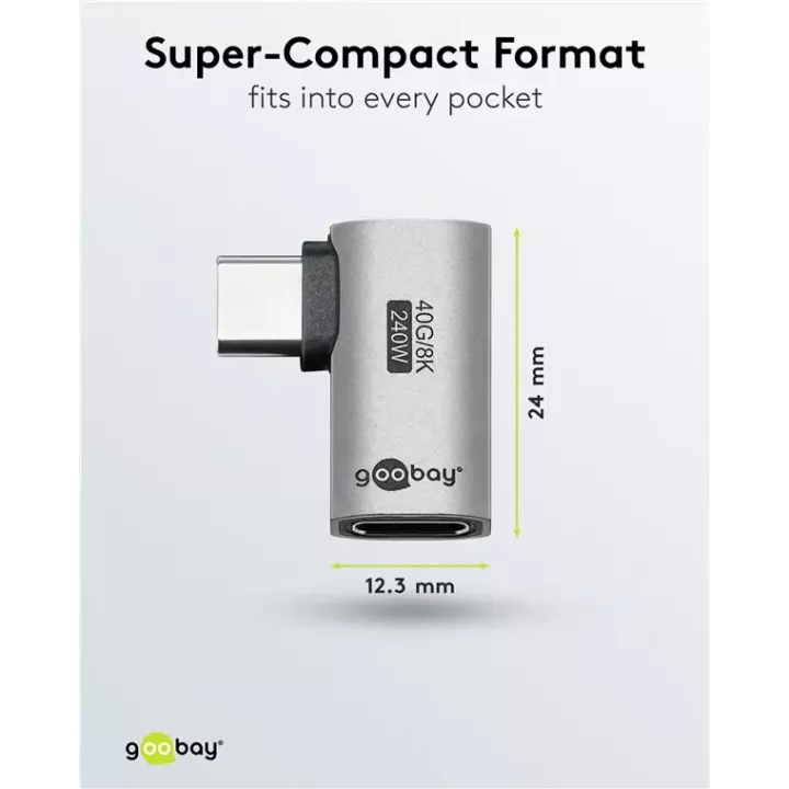 Adaptor USB-C mama - USB-C tata orizontal 90 Thunderbolt3/4 Goobay 74441