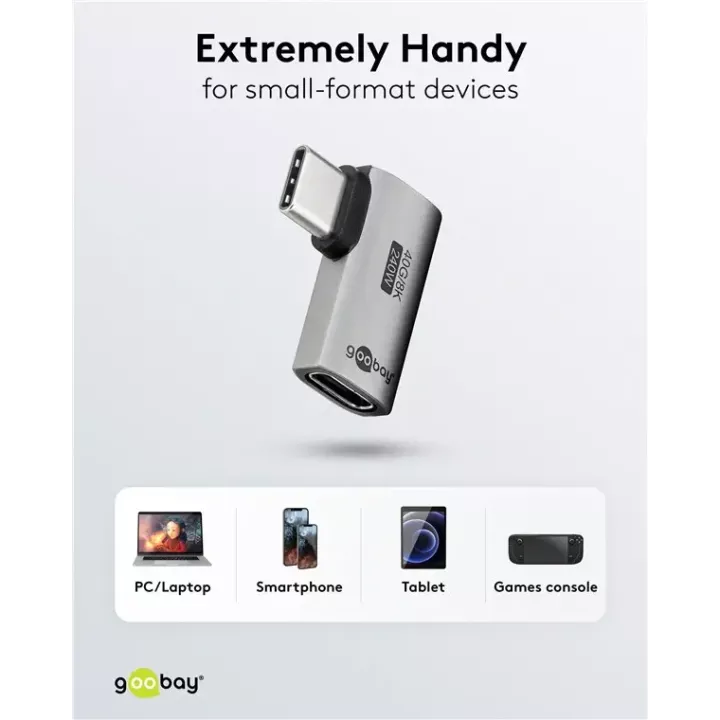 Adaptor USB-C mama - USB-C tata orizontal 90 Thunderbolt3/4 Goobay 74441