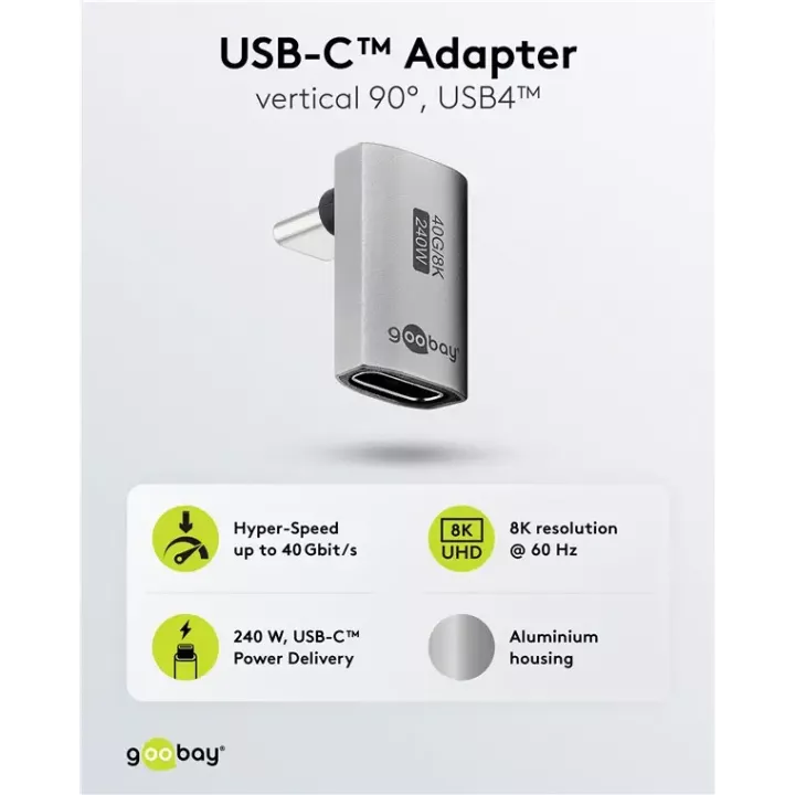 Adaptor USB-C mama - USB-C tata vertical 90 Thunderbolt3/4 Goobay 74442