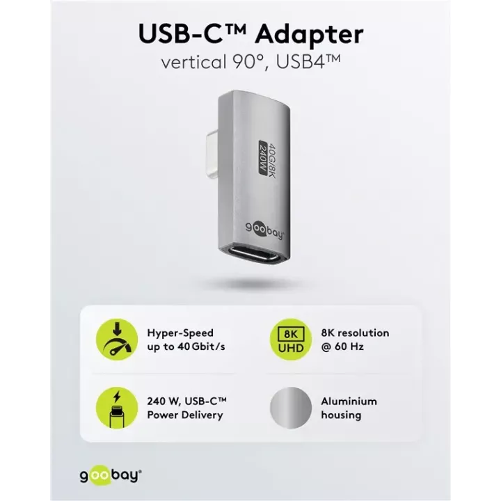 Adaptor USB-C3.1 mama - USB-C tata rotit vertical la 90 Thunderbolt 3 /4 Goobay 74443