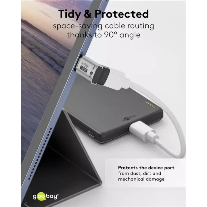 Adaptor USB-C3.1 mama - USB-C tata vertical la 90 scurt Thunderbolt 3 /4 Goobay 74444