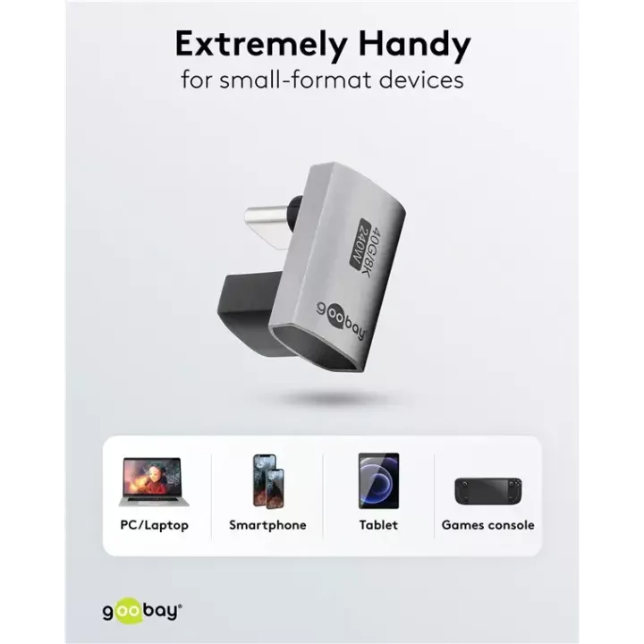 Adaptor USB-C3.1 mama - USB-C tata vertical la 90 scurt Thunderbolt 3 /4 Goobay 74444