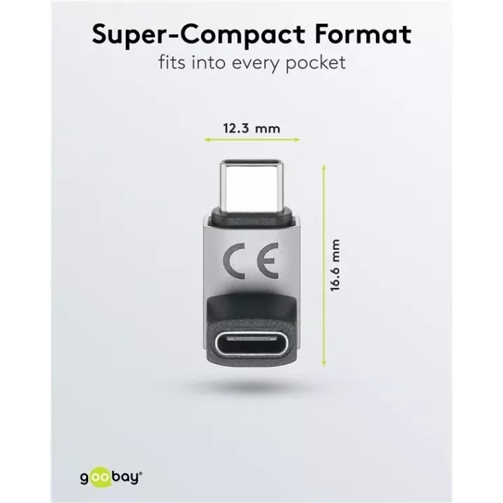 Adaptor USB-C3.1 mama - USB-C tata vertical la 90 scurt Thunderbolt 3 /4 Goobay 74444