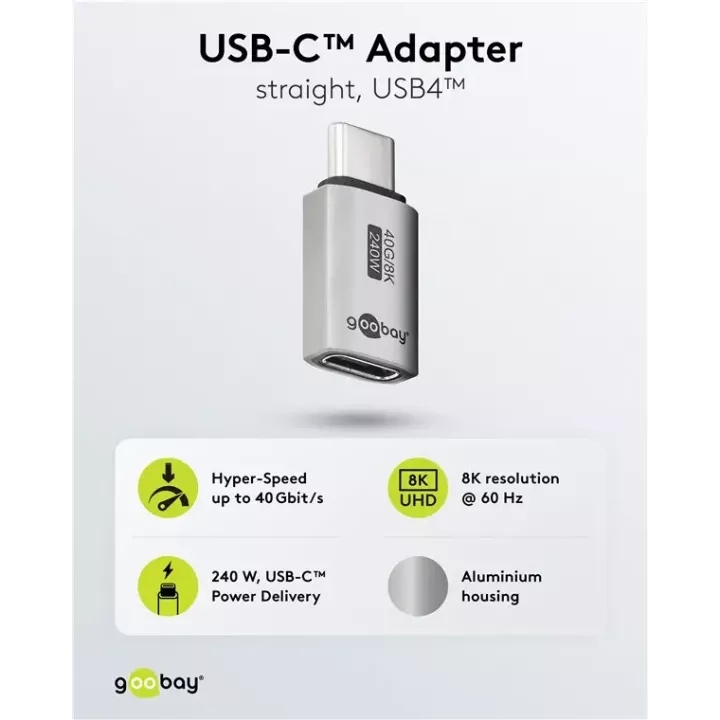 Adaptor USB-C3.1 mama - USB-C tata drept Thunderbolt 3 /4 Goobay 74447