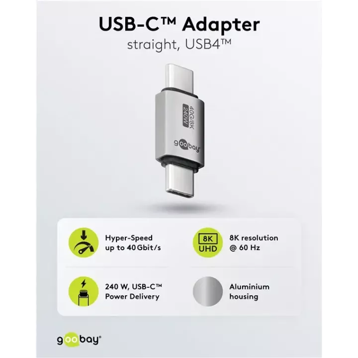Adaptor USB-C3.1 tata - USB-C tata drept Thunderbolt 3 /4 Goobay 74448