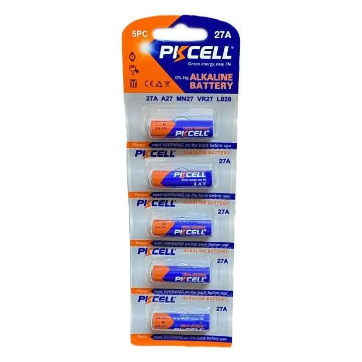 Set 5 baterii PKCELL 27A ultra alkaline 12V compatibil GP27A /L828 /MN27 /V27A 27A-5PC-PKCELL (616)