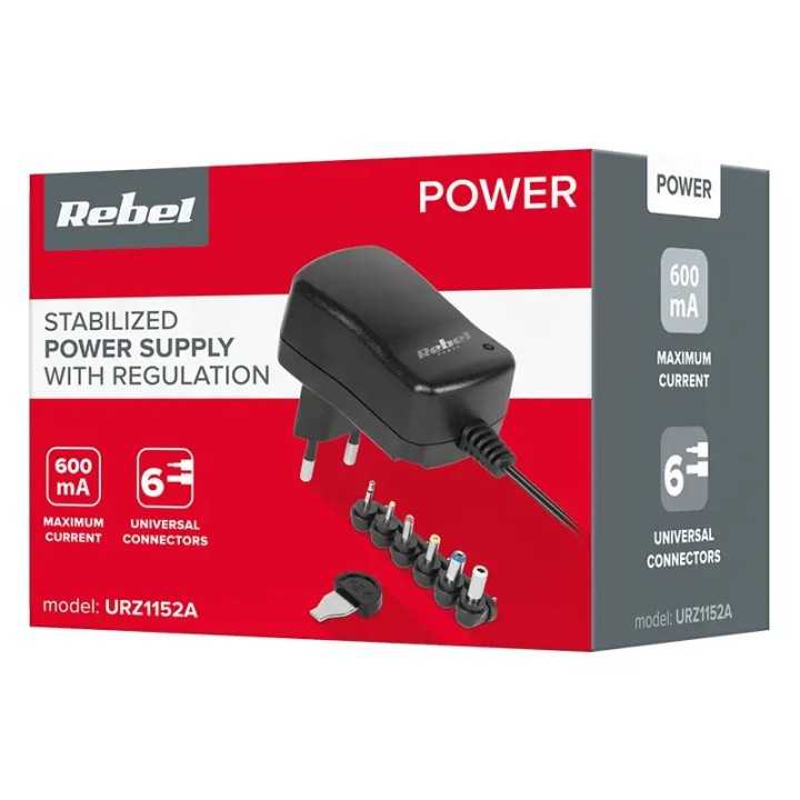 Alimentator stabilizat universal 3-12V 600mAh + 6 conectori REBEL URZ1152A
