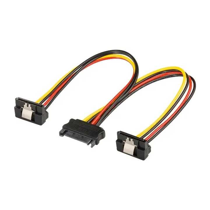 Cablu adaptor SATA mama - 2x SATA 90grade tata 20cm