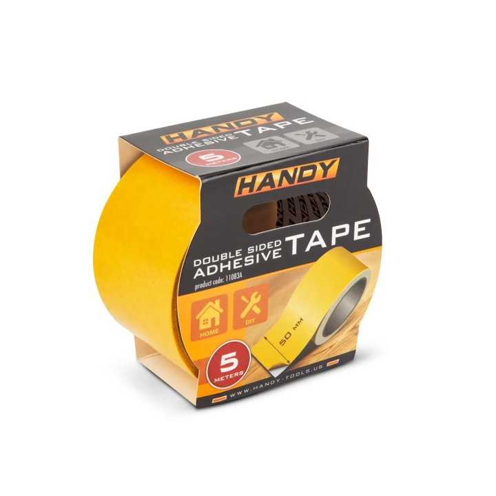 Banda dublu adeziva permanent Handy 5m x 50mm alba 11083A