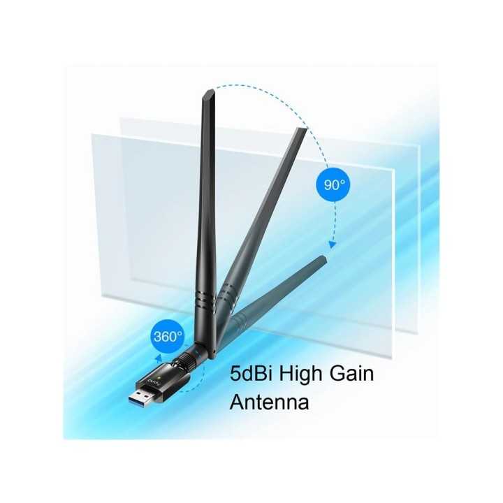 Adaptor Wireless Cudy AC1300 Dual Band antena externa 5dBi WU1400