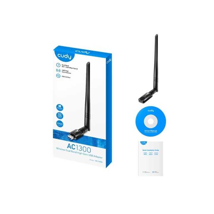 Adaptor Wireless Cudy AC1300 Dual Band antena externa 5dBi WU1400
