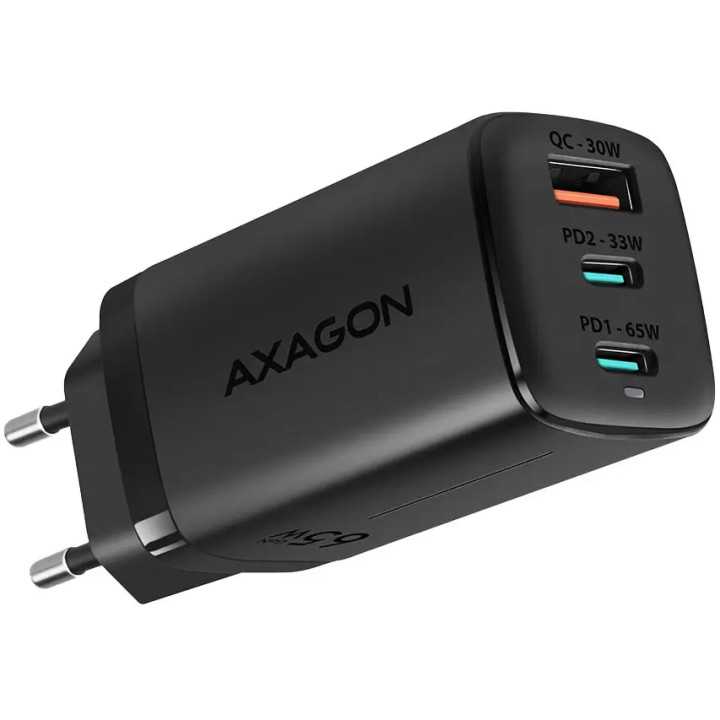 Incarcator retea AXAGON ACU-DPQ65 GaN PD3.0/QC4+/PPS/Apple 65W 2x USB-C + 1x USB-A