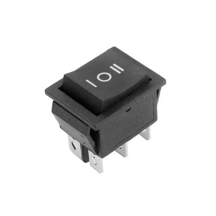 Intrerupator 6 poli 3 pozitii bistabil fara retinere ON-OFF-ON 250V 15A 21.7x28.5mm PRK0101