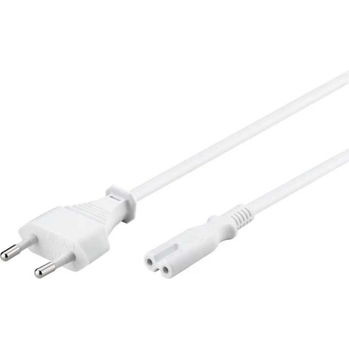 Cablu de alimentare cu 2-pin Euro 5m alb 2x0.75 mm2 cu priza C7 pentru aparate electronice 93988 Goobay