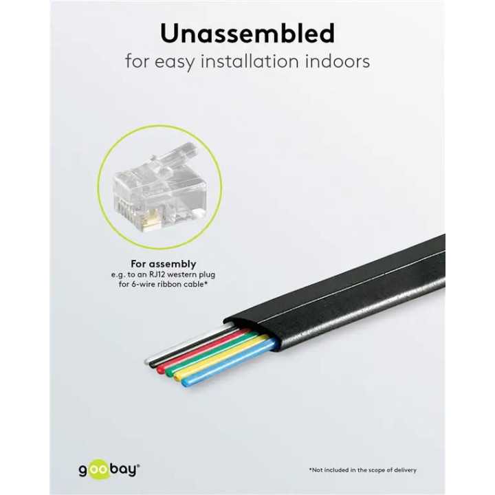 Cablu telefonic plat 6 fire negru AWG 30 Cupru Vanzare la metru liniar 50254 Goobay