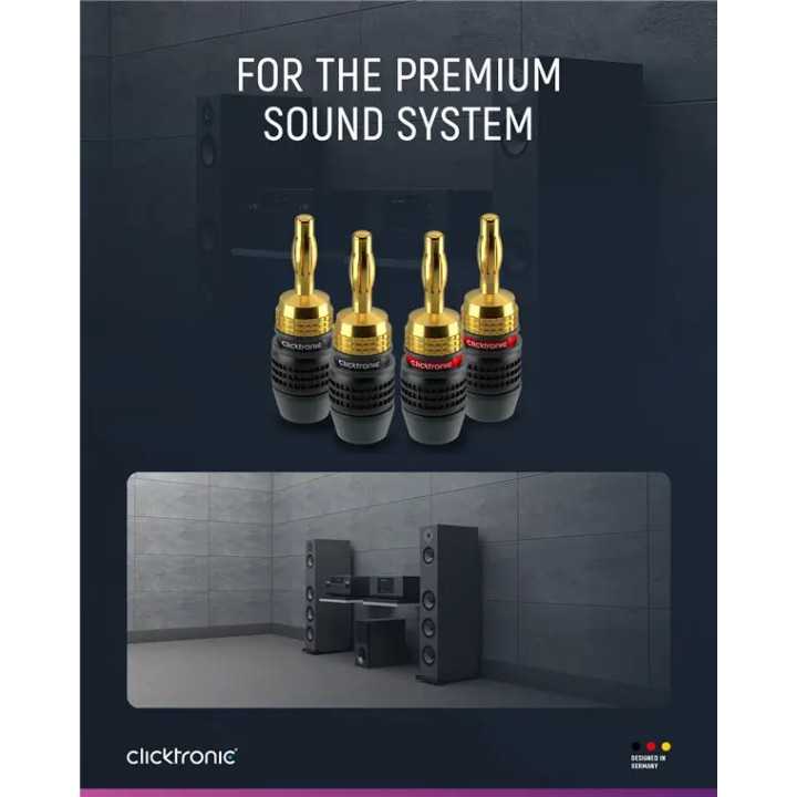 Set 4 mufe Banana 4mm Premium Clicktronic Conexiuni Audio de Inalta Calitate pentru cablu 6.0mm2 52546