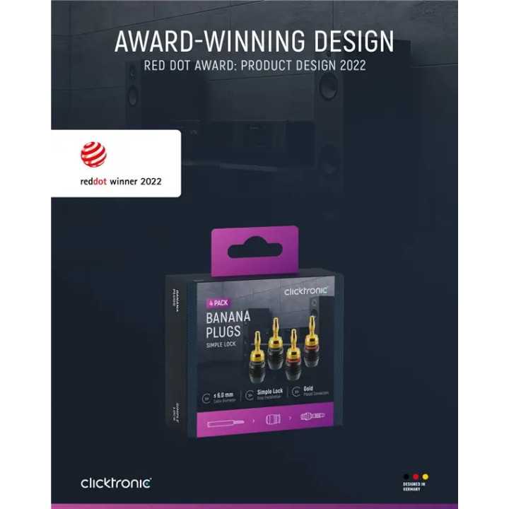 Set 4 mufe Banana 4mm Premium Clicktronic Conexiuni Audio de Inalta Calitate pentru cablu 6.0mm2 52546