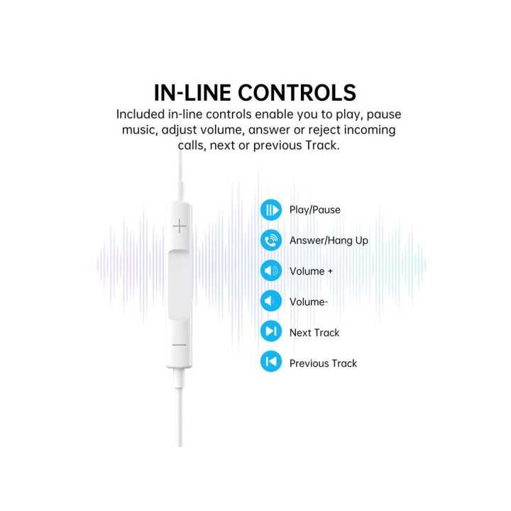 Casti In-Ear cu fir Choetech OC-A012-WH USB-C microfon reglare volum alb EARPHONE-OCA012-CHO