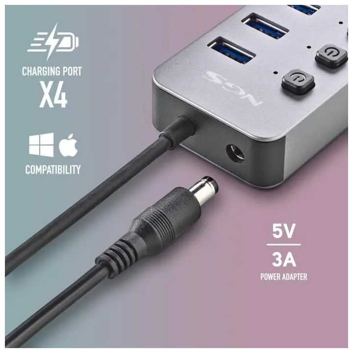 HUB USB 3.0 NGS iHub8 cu 8 porturi si alimentator HUB-IHUB8-NGS