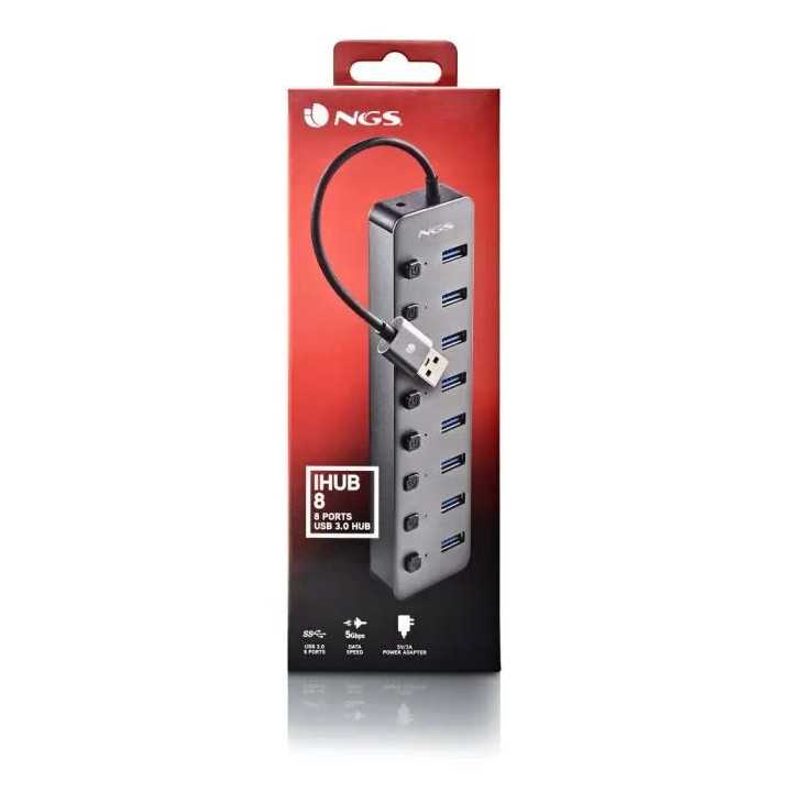 HUB USB 3.0 NGS iHub8 cu 8 porturi si alimentator HUB-IHUB8-NGS